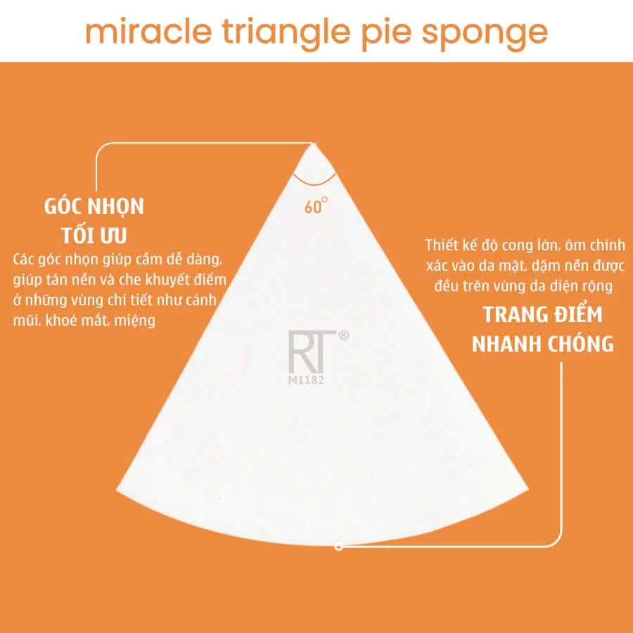 Bông Mút Đánh Nền Trang Điểm Tam Giác RT Real Techniques Triangle Pie Sponge M1182